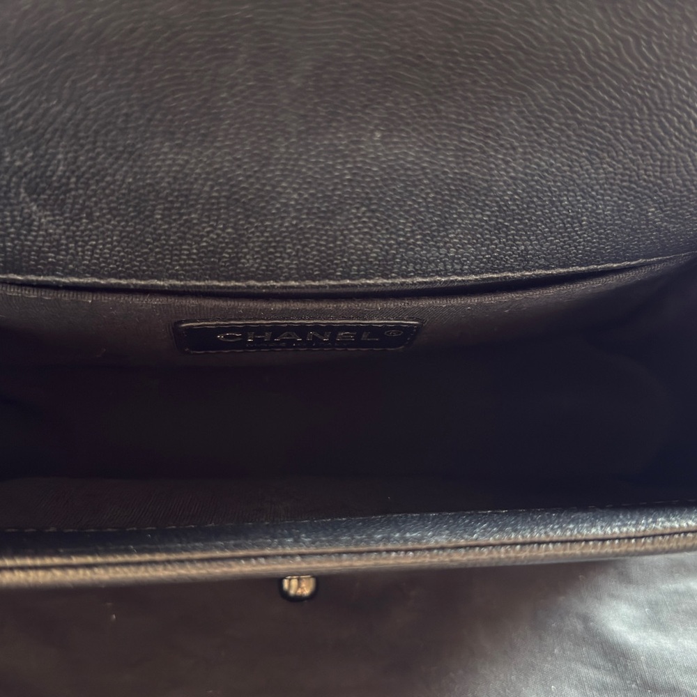 EUC RARE Chanel Small So Black Caviar Boy Quilted Leather Bag CC GORGEOUS!! - Picture 11 of 15